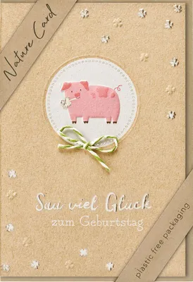Produktbild von Nature Card Geburtstagskarte, Schweinemotiv, Ökopapier aus 50 % recyceltem Zellstoff