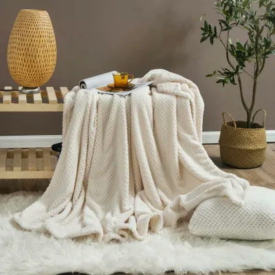 Produktbild von Creme Weiche Decke Tagesdecke Mikrofaser Sofa Decke Monte 75X150