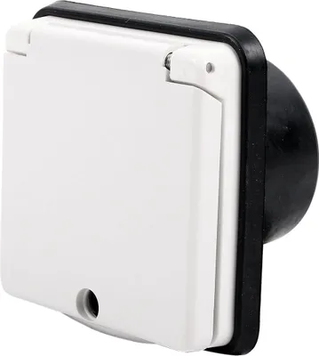 Produktbild von Vorzeltsteckdose 220V weiß 9 x 9 mit Deckel Gummiabdichtung IP44 für Caravan