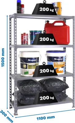 Produktbild von SIMONCLICK SUPERPLUS 4/300 1500 CINZA/CINZA Metallregal