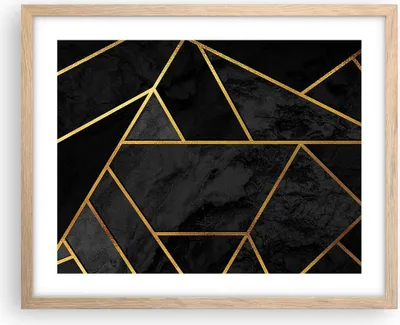 Produktbild von Gerahmtes Poster - Rahmen in heller Eiche - Abstraktion Gold Schwarz - 50x40 cm - Wand Bild - Wanddeko - Wandbilder - Wandposter - Bilderrahmen - Bilder - Kunstdruck - Wandbild - P2NAA50x40-4358