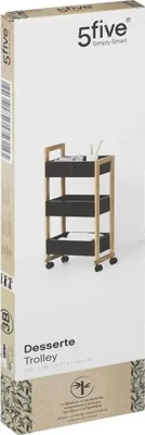 Obrázek produktu pro Koupelnový regál na kolečkách BAMBOO, černý, 3patrový