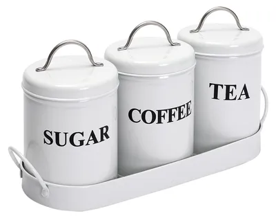 3er-Set Metalldosen für Kaffee, Tee & Zucker, luftdicht