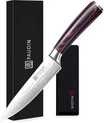 Image de PAUDIN N27 - Couteau de chef 15 cm - Couteau de cuisine - Motif Damas - Acier carbone ultra tranchant - Manche ergonomique