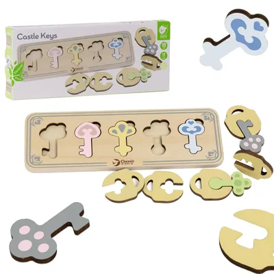 Produktbild von Classic World Holz Schloss Schlüssel Lernspiel - 13-teiliges Set