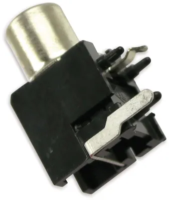 Produktbild von Chinch-Einbaubuchse, 1-fach, 90°, schwarz, 10,5x13x23 mm