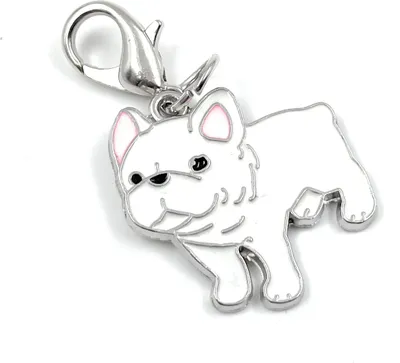 Produktbild von Onwomania - "Bulldogge Hund Weiß Schlüsselanhänger - Metall Glücksbringer ideal als Geschenk z.B. für den besten Freund, die beste Freundin, Mama