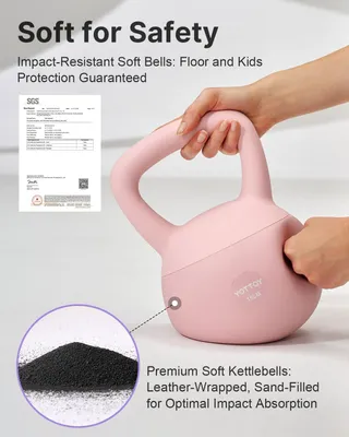 Immagine prodotto di Manubrio kettlebell da 20 libbre, per allenamento della forza, colore rosa, con impugnatura antiscivolo