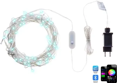 Zdjęcie produktu dla BELIANI Kurtyna świetlna LED transparentna 144 lampki 150 cm sterowany aplikacją zmienne kolory z timerem i włącznikiem lampki choinkowe do salonu dekoracja