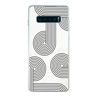 Produktbild von MuchoWow® Handyhülle Schutzhülle Hülle für Samsung Galaxy S10 Plus Abstrakt - Schwarz - Weiß - Kreis Silikon Softcase Handy Hülle - Schutzhülle