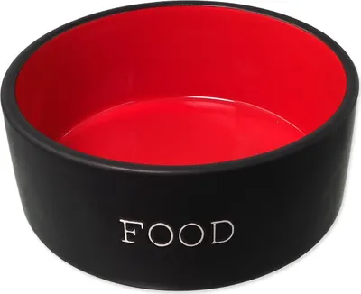 Obrázek produktu pro DOG FANTASY keramická miska černo-červená FOOD 13 x 5,5 cm 400 ml