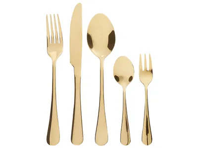 Produktbild von BELIANI Besteck Set Gold Edelstahl 30 teilig für 6 Personen Messer Löffel Gabel Teelöffel Kuchengabel Modernes Design