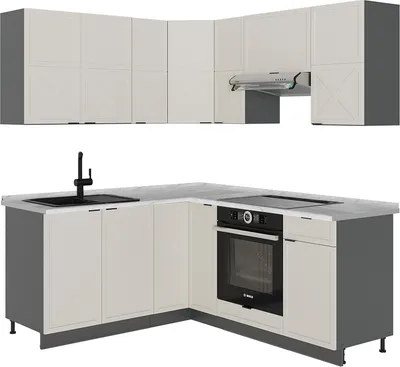 Produktbild von Eckküche Vicco Fame-Line GrauBeige/Anthrazit 190 x 60 cm , AP Marmor, Model 50464