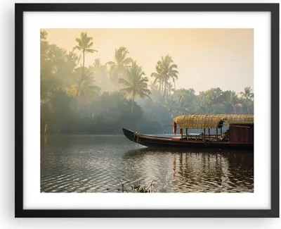 Produktbild von Gerahmtes Poster - Schwarzer Rahmen - Indien Boot Fluss - 50x40 cm - Wand Bild - Wanddeko - Wandbilder - Kunstposter - Wandposter - Bilderrahmen - Bilder - Kunstdruck - P2BAA50x40-4863