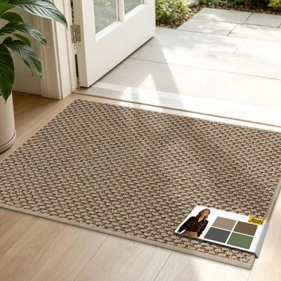 Image de Paillasson antidérapant, lavable, tapis de protection contre la saleté, 50x80 cm, couleur beige