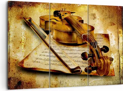 Produktbild von Bild auf Leinwand - Leinwandbild - Violine Instrument Notizen - 105x70cm - Wand Bild - Wanddeko - Leinwanddruck - Bilder - Kunstdruck - Wanddekoration - Leinwand bilder - Wandkunst - CE105x70-0524