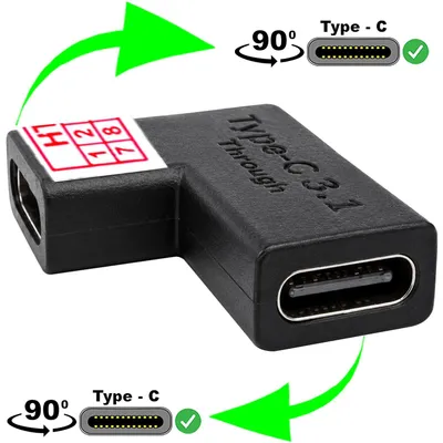 Produktbild von USB-C Buchse/Buchse 90° Winkeladapter Typ-C Verlängerung Adapter Kupplung