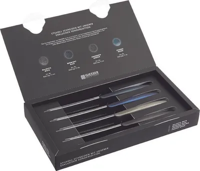 Produktbild von Giesser Messer 4er Set Geschenkbox Tomatenmesser Brötchenmesser Allzweckmesser 11 cm - Mix