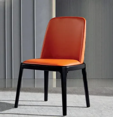 Produktbild von Orange-schwarzer Esszimmerstuhl Stilvolle Lehnstühle Moderner Holzstuhl