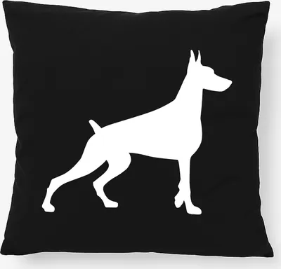 Produktbild von Huuraa Kissen Dobermann Silhouette 40x40cm mit Füllung Black Baumwolle Dekokissen Geschenkidee