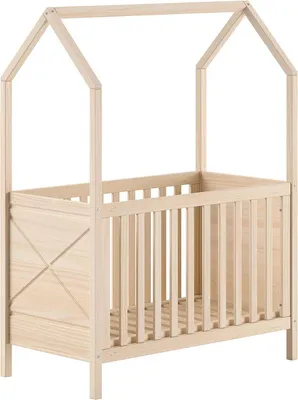 Image de VIPACK - Lit bébé SCOTT 60 x 120 cm, à 3 positions, en pin massif, couleur Milky Pine