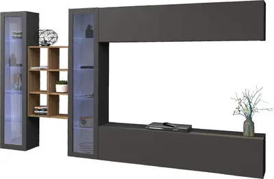 Produktbild von Wohnwand >Benevent< (5-teilig) in Anthrazit matt - 320x180x30cm (BxHxT)