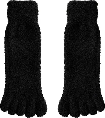 Produktbild von 1 Paar Zehensocken aus Korallenfleece, dick und warm, fünf Finger, geteilte Zehen, flauschige Schlafsocken, rutschfest, wadenlang, für Zuhause