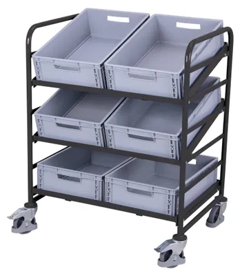 Produktbild von VARIOfit Eurokastenwagen mit 6 Kunststoffkisten RAL 7016