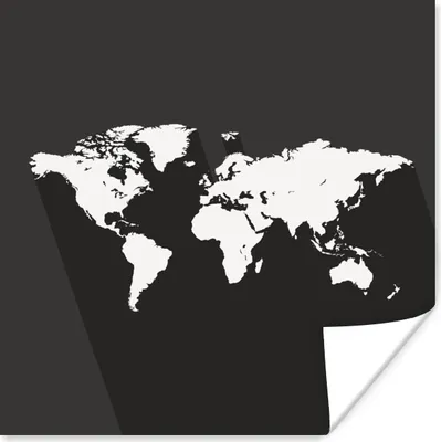 Produktbild von MuchoWow® Poster Weltkarte - Minimalismus - Schwarz und weiß 50x50 cm - Wohnzimmerdekoration