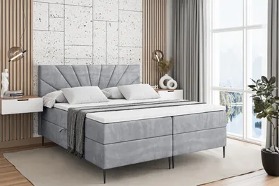 Produktbild von ALTDECOR  Boxspringbett mit Schwarz Füßen, Matratze und Lattenrost, Boxbett, Topper, Polsterbett mit Bettkasten, Bett mit Stauraum H3-Matratze, Doppelbett - MILTIO-FC- 180x200 - Grau Monolith 84