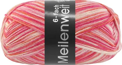 Produktbild von Lana Grossa MEILENWEIT 150 g MULTI strapazierfähige und warme 6-fach Sockenwolle 390 m Farbe 9662 - Ecru/Rosa/Pink/Lachs/Orange