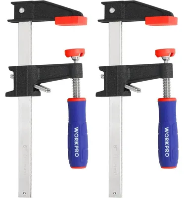 Obrázek produktu pro Sada dvou svorek, rozpětí 150 mm, upínací síla 272 kg, hloubka čelisti 80 mm, materiál: ocel, nylon
