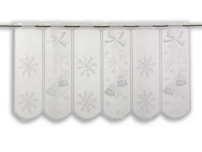 Produktbild von Scheibengardine Schneeflocke Glocke HxB 50x140cm Weihnachten weiß Advent Schnee