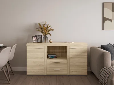 Produktbild von AX LIVING Schubladenschrank Kommode Spacoro 2T2S Modern Eiche Sonoma