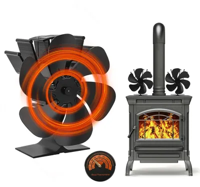 Obrázok produktu pre Vigevee ventilátor do krbu, ventilátor na ohrev, zníženie hluku, sporák, 6-lopatkový, otočný