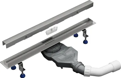Produktbild von Aquabad Slim Pro Duschrinne 60cm mit Blende: Bord, inkl. Haarsieb und Viega Ablaufgarnitur