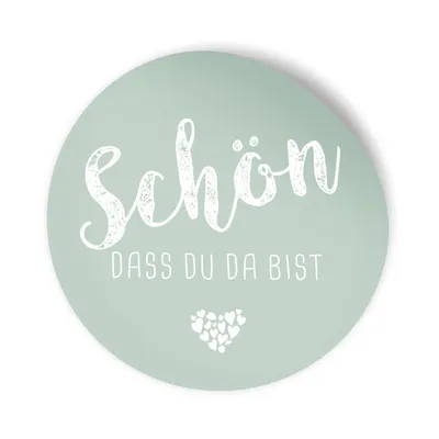 Produktbild von itenga 24x Sticker Aufkleber "Schön dass du da bist" eukalyptus grün