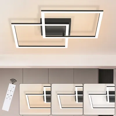 Obrázek produktu pro ZMH LED stropní světlo - stmívatelné s dálkovým ovládáním Lampa do obývacího pokoje Černá Lampa do ložnice Moderní design Kuchyňská lampa 3000K - 6500K
