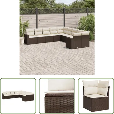 Produktbild von The Living Store 10-tlg. Garten-Sofagarnitur mit Kissen Braun Poly Rattan