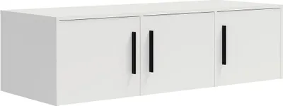 Produktbild von Schlafzimmer Aufsatzschrank für Kleiderschrank mit 150 cm Breite, weiß matt mit schwarzen Griffen, 3-türig - MOLLERUSA-132