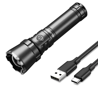 LED-Taschenlampe 2000 Lumen, 750 m, 4000 mAh, IPX6, USB-C, 7 Modi