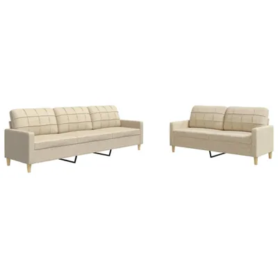 Produktbild von vidaXL 2-tlg. Sofagarnitur Creme Stoff