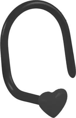 Produktbild von viva-adorno 0,8mm Nasenstecker Nasenpiercing gebogen flexibel Herz Bioflex Kunststoff verschiedene Farben Z467,Herz schwarz