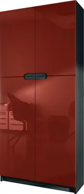 Produktbild von Vladon Büroschrank Logan V1,  Germany, Aktenschrank mit 5 Fächern und 4 Türen, Schwarz matt/Bordeaux Hochglanz (82 x 185 x 37 cm)