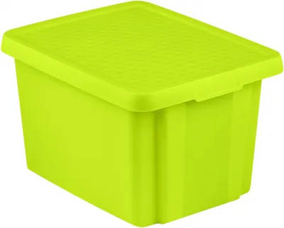 Image de Boîte de rangement ESSENTIALS de 26 litres avec couvercle, couleur verte