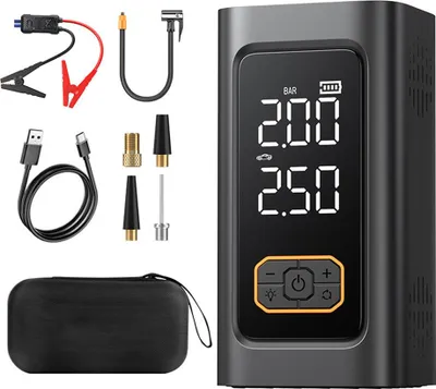 Obrázok produktu pre Jump štartér s kompresorom na pneumatiky 150PSI, štartér batérie, digitálny vzduchový kompresor a prenosná power banka 10000mAh