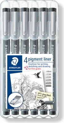 Zdjęcie produktu dla STAEDTLER pigment liner czarny 6szt pudełko