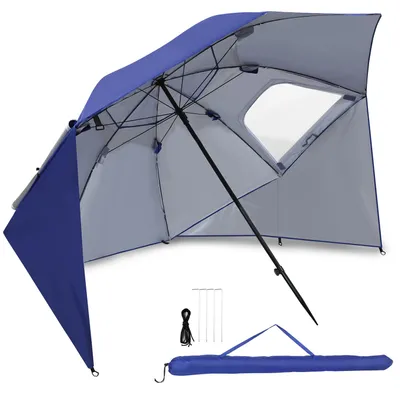 Immagine prodotto di Ombrellone da spiaggia Vigevee 210 cm, protezione UV 50+, idrorepellente, con borsa per il trasporto, per spiaggia, giardino e campeggio, blu