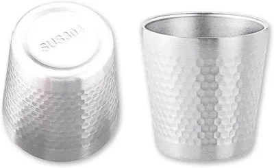 Produktbild von Stapelbare, onbreekbare Metallbecher - 2 Stück, 175 ml - für Camping und Outdoor