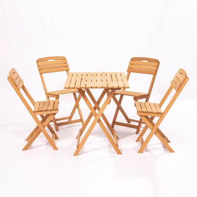 Produktbild von Skye Decor, My004, Gartentisch- und Stühle-Set (5-teilig), 100 % BUCHENHOLZ, Braun, 80 x 60 x 72 cm